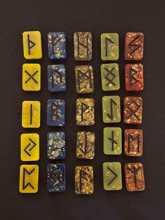 Runes Other - Rune Tile Set - multicolor resin with inlaid gold flake
